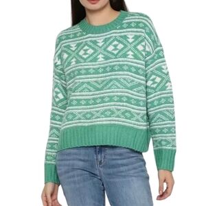 American Eagle Green & White Overized Sweater Small